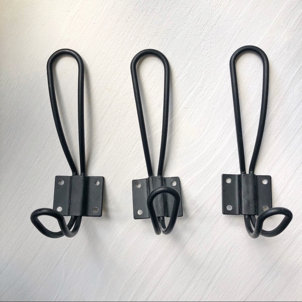 Set of Three Matte Black Hooke